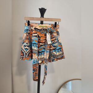 CHUFY KATHMANDU HEIGHTS Keket Shorts Pleated Navy Boho Belted Tie Small NWT